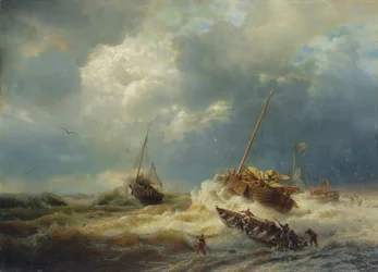 Lodě v bouři na holandském pobřeží, 1854